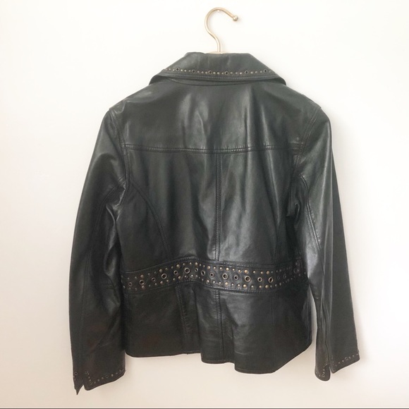 Bagatelle Leather Jacket Grommets Studs Biker Moto - Picture 2 of 8